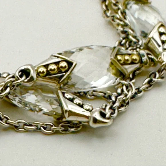Lagos Quartz Silver & 18 Kt Gold Multistrand Bracelet - Picture 2 of 7